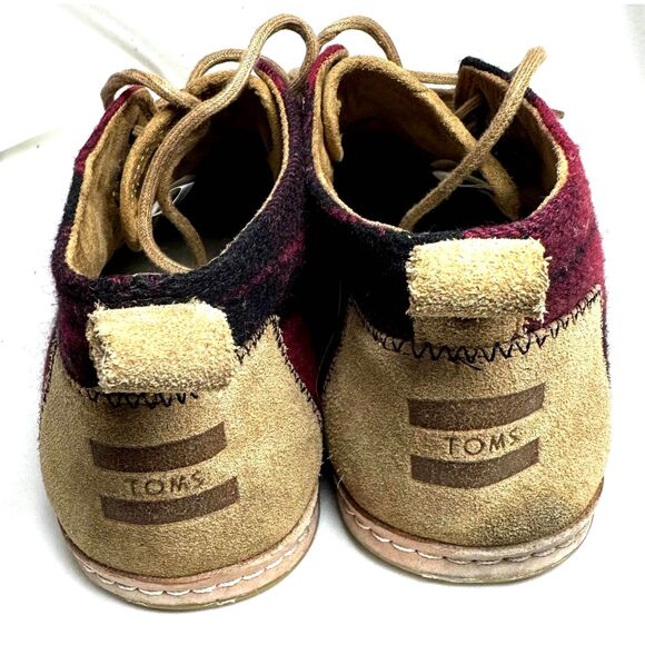 TOMS Red Black Plaid Ladies SZ 9 Bota Desert Boots Ankle Chukka Booties - Picture 4 of 10